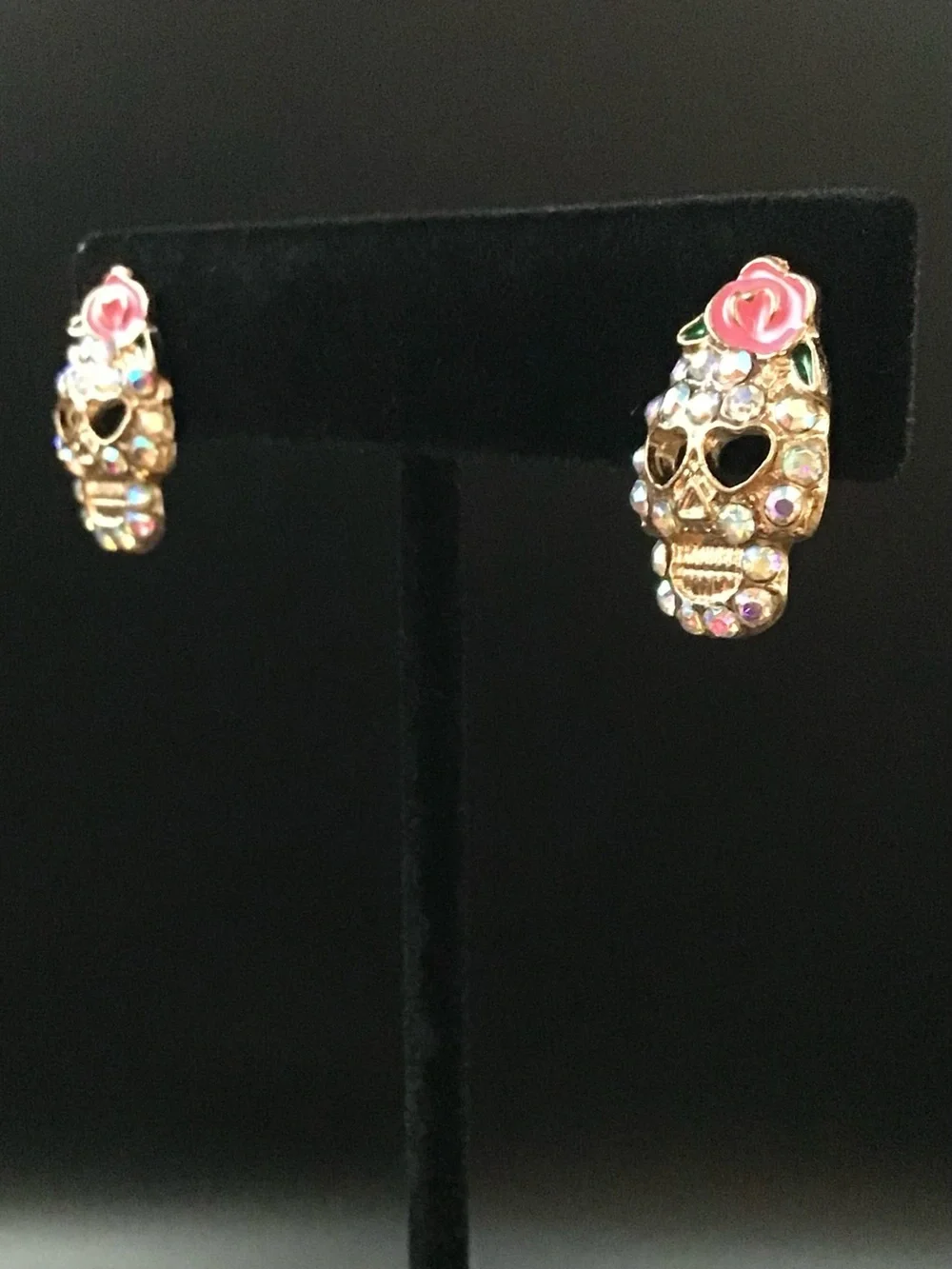 Rhinestone Skulls Stud Earrings